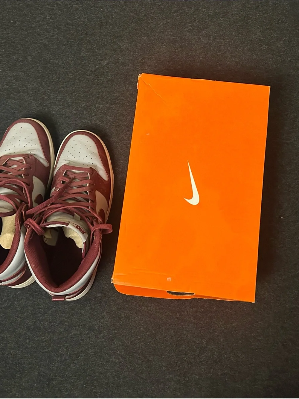 Nike Dunk High Burgundy and White Leather Sneakers
